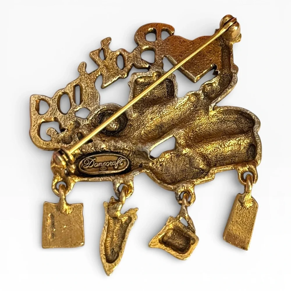 Vintage Signed‎ Danecraft I Love Baking Dangling Charm Brooch Food Theme